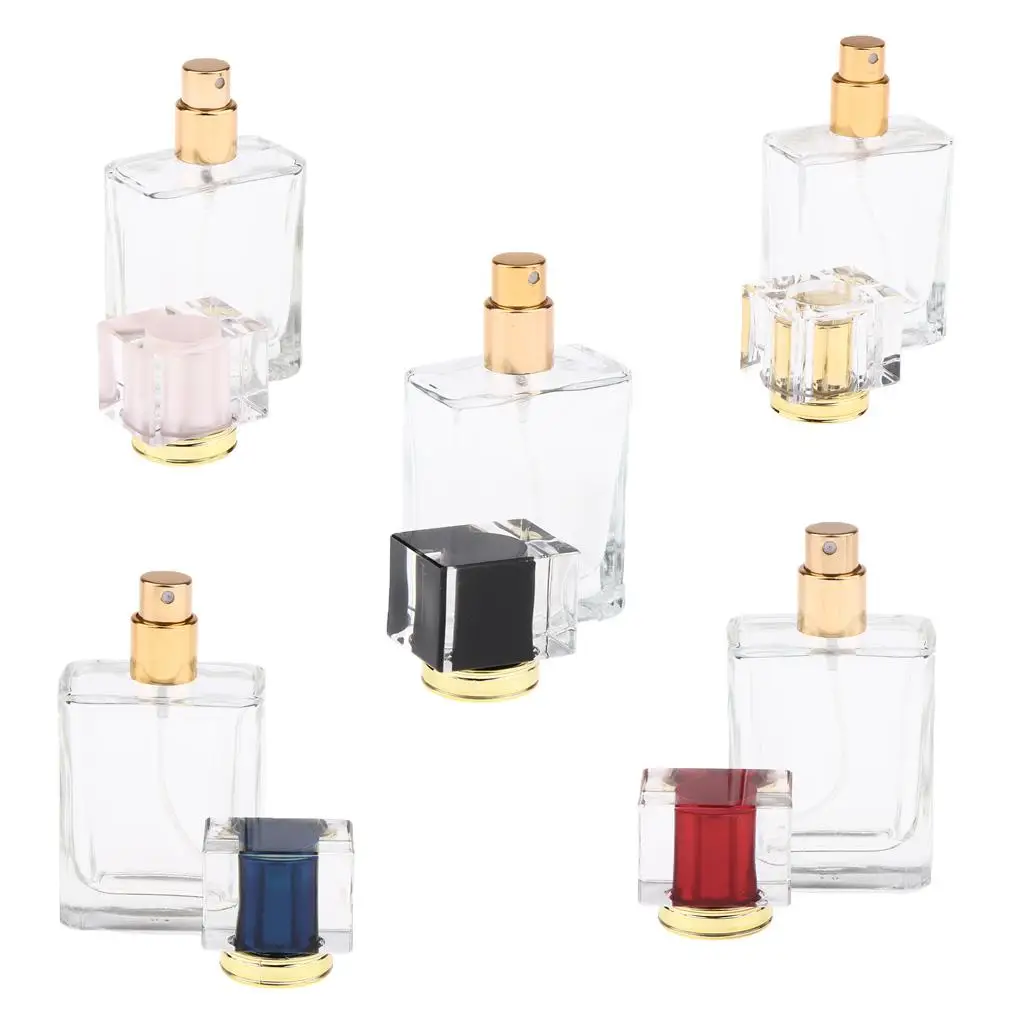 Eau De Perfum Bottle Square Glass Refillable Atomizer Portable Spray Container for Perfume Gift Lovers