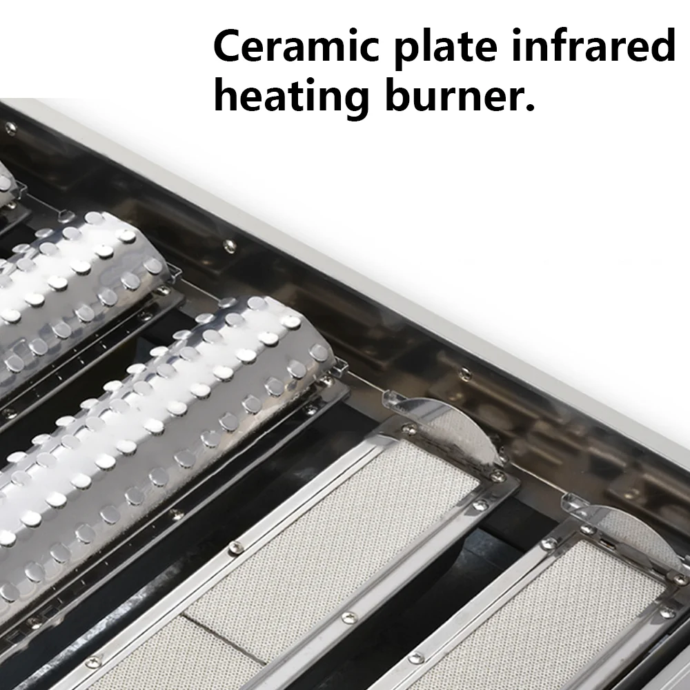 Kompor gas desktop berkepala empat dan pemanggang barbekyu digunakan sebagai kompor berkemah rumah tangga dan luar ruangan