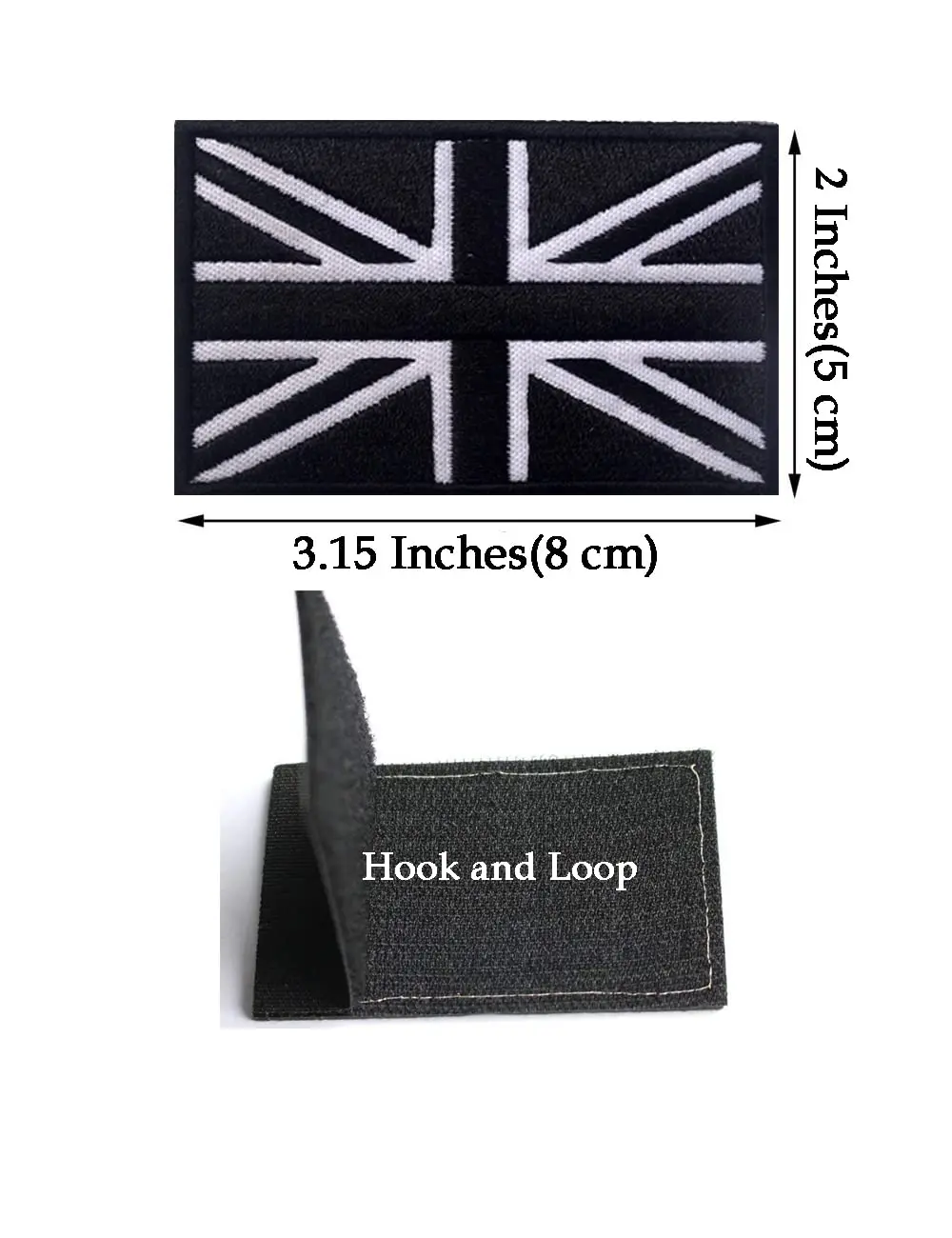 2PCS UK United Kingdom Flag Patches Embroidered Tactical Military Morale Patch Applique Fastener Hook and Loop 8*5cm