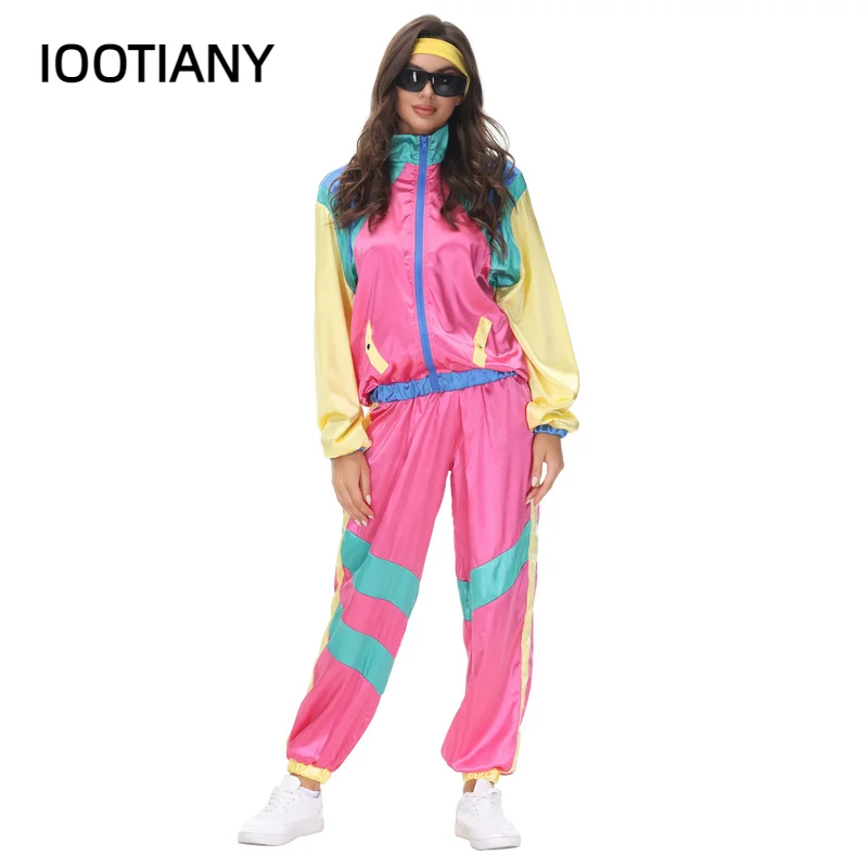 

IOOTIANY Couples Hippie Costumes Male Women Carnival Halloween Vintage Party 70s 80s Rock Disco Clothing Suit Outfits