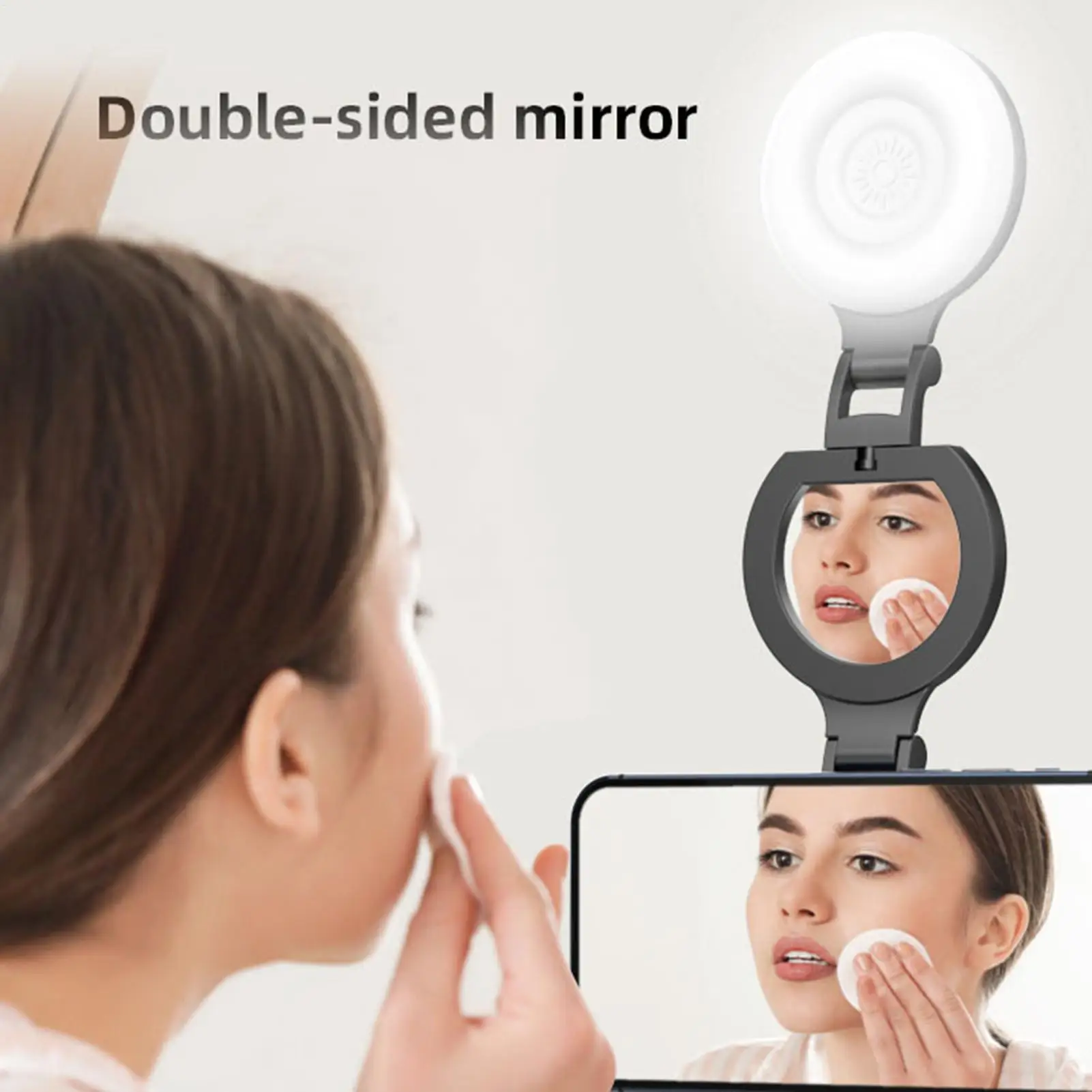 Magnetic Light For Phone Dimmable Soft Flashlight With Mirror Magnetic Beauty Selfie Light For Phones For Work Photography