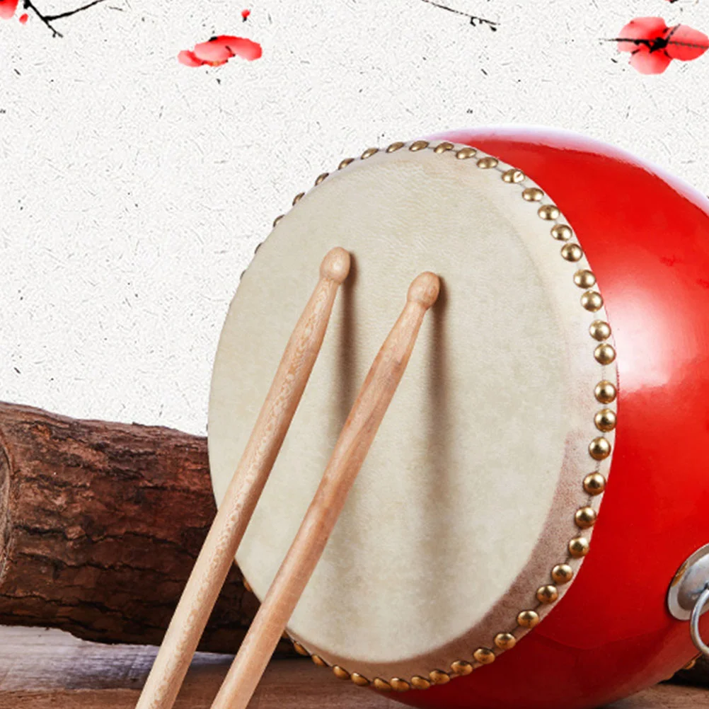 Wooden Drum Percussion Instrument Children Drum Toy Performance Prop with Sticks and Straps (15cm)