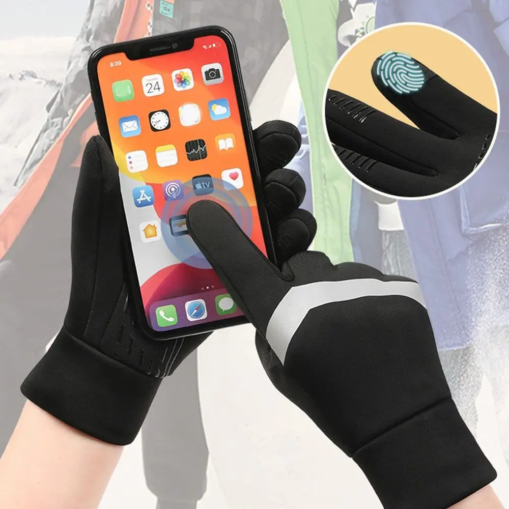 

Non-slip Kids Warm Cycling Gloves Full-finger Reflect Bicycle Sports Mittens Touch Screen Cold Wingproof