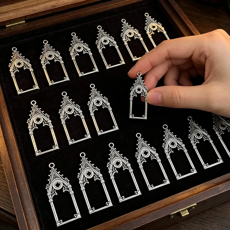 Gothic Vintage Hollow Out Castle Church Charms Pendant Niche Design Windows Pendants Charms Jewelry Making DIY Jewelry Findings