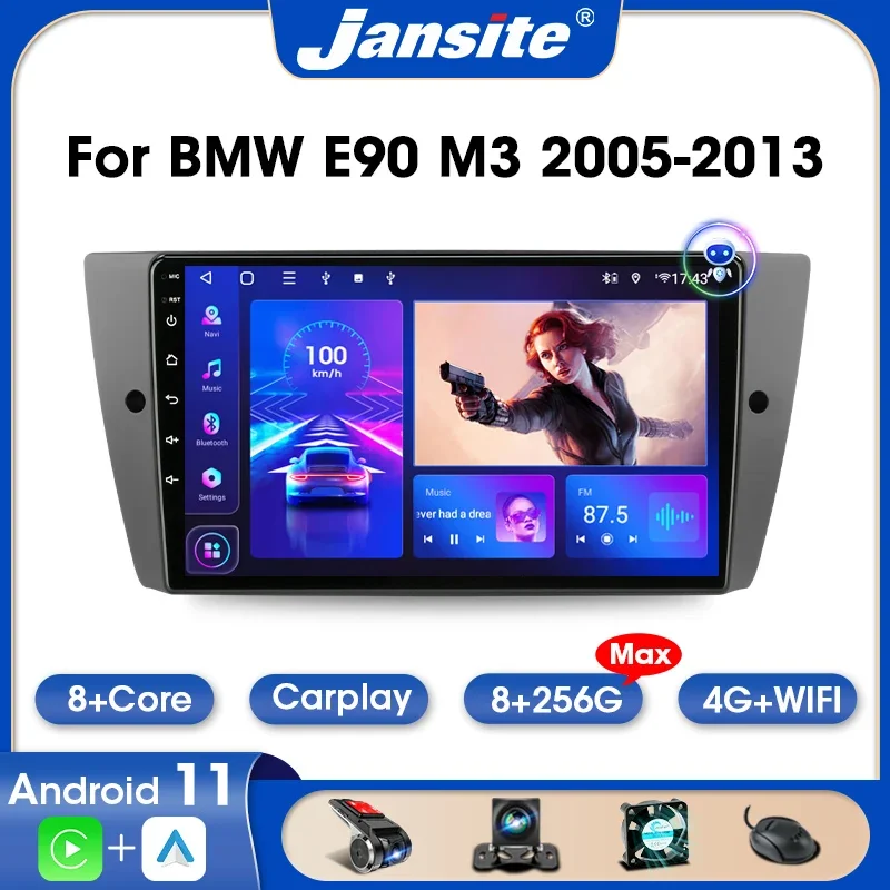 

Jansite 2 Din Android 11 Car Radio For BMW E90 M3 2005-2013 8G+256G Multimedia Video Player Stereo Carplay Auto DVD Autoradio AM