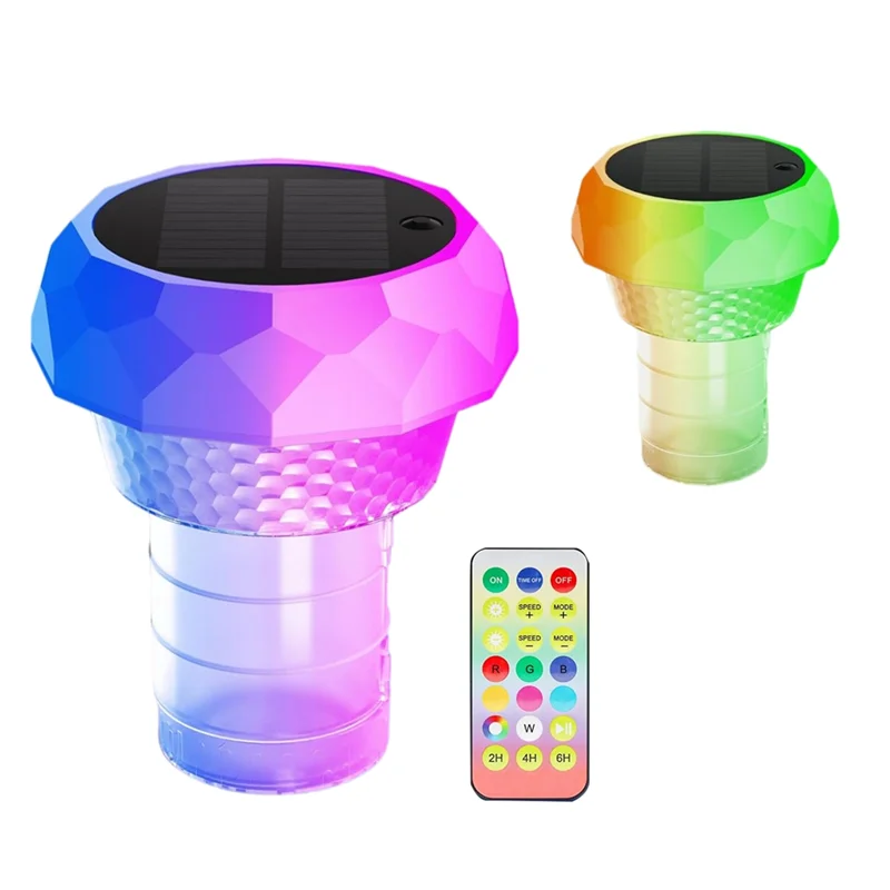 

ABKU-LED Pool Decor Lights 2PCS Solar Chlorine Floaters RGB Lamp Remote Control For Outdoor For Swimming Pools Garden Poods