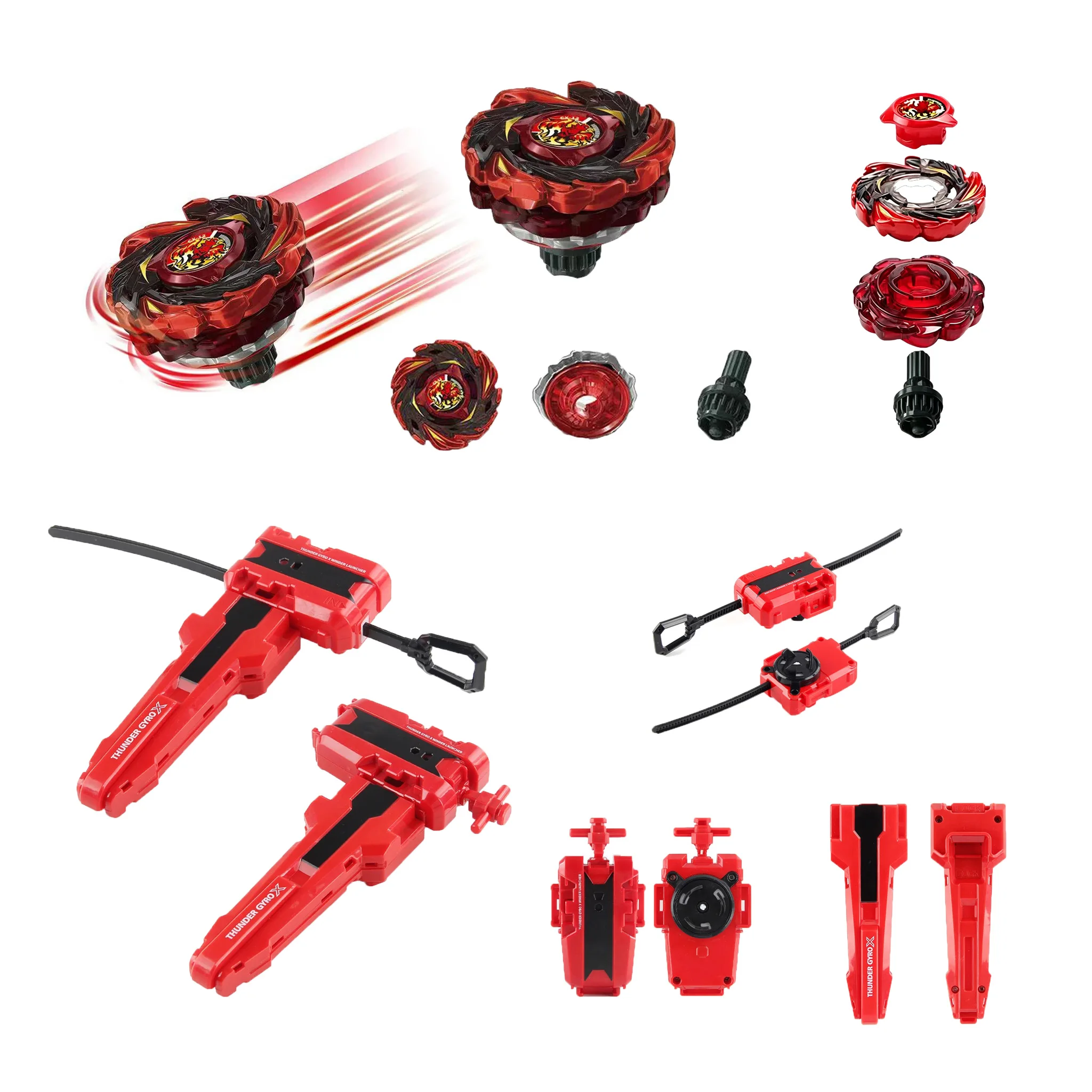 Spinning Top CX-12 Radiance Phoenix  Booster UX17 Metal Spinning Top Battle Toy With All Red Version Ripcord Launcher