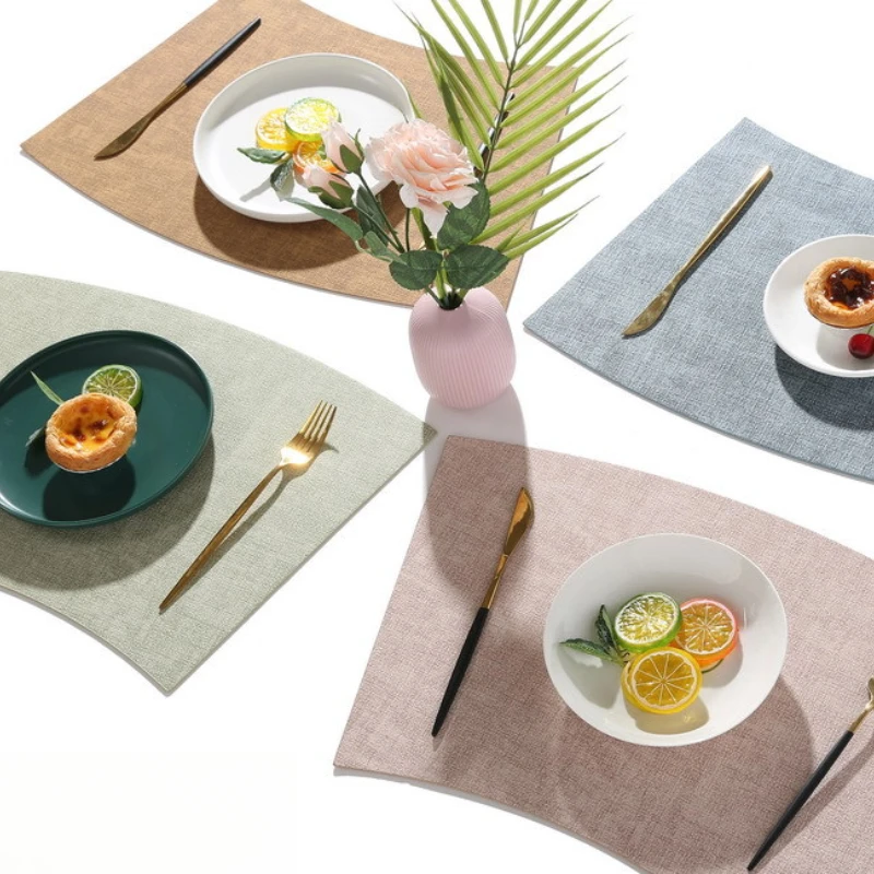 Modern Chinese Fan-Shaped PVC Leather Placemats Oil-Proof Heat-Resistant Table Mats for Round Dining Tables and Hotels