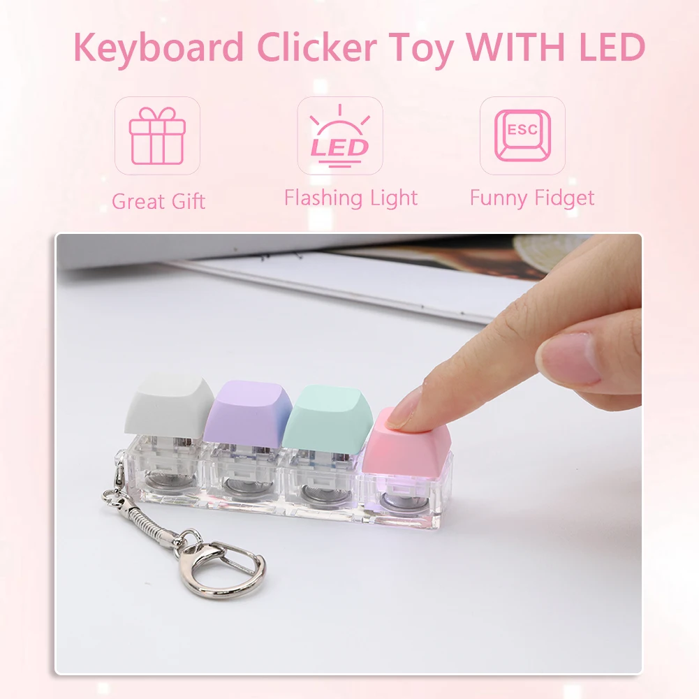 Klawiatura dekompresyjna 4-klawiszowa klawiatura antystresowa z podświetleniem LED, kostka klawiatura dla dorosłych do redukcji stresu i zabawy.