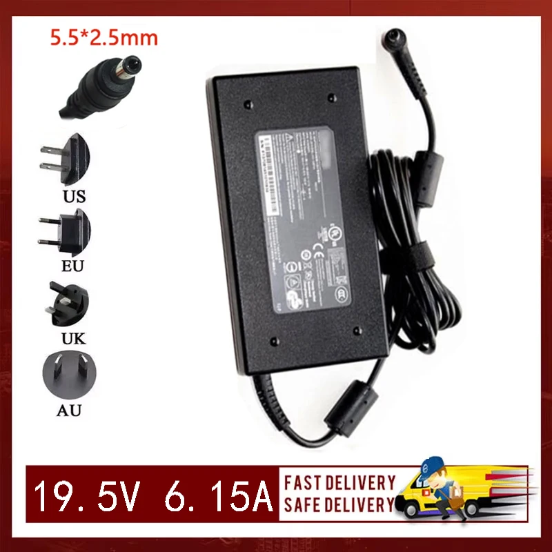 Новый адаптер переменного тока 19,5 В, 6,15 А, 120 Вт, 5,5*2,5 мм для MSI GT640 GT725 CX62 GL62 GP60 GE60 GE62 GE70, зарядное устройство для ноутбука