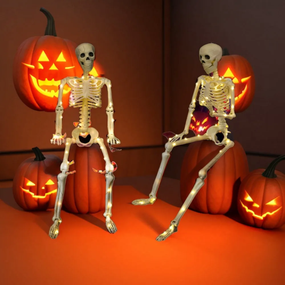 

Halloween Decoration Skeleton 40cm Simulation Human Shape Skeleton Glowing Standing Hanging Fake Bone Horror Festival Decoration