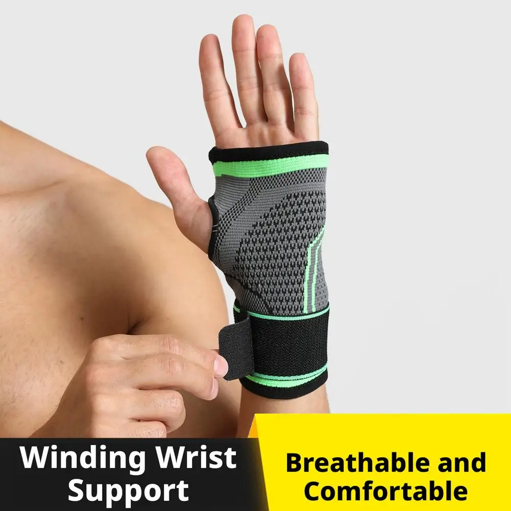 Knitted Wrist Support Brace With Adjustable Strap Thumb Support Compression Wrap For Gym Weightlifting Fitness Sports