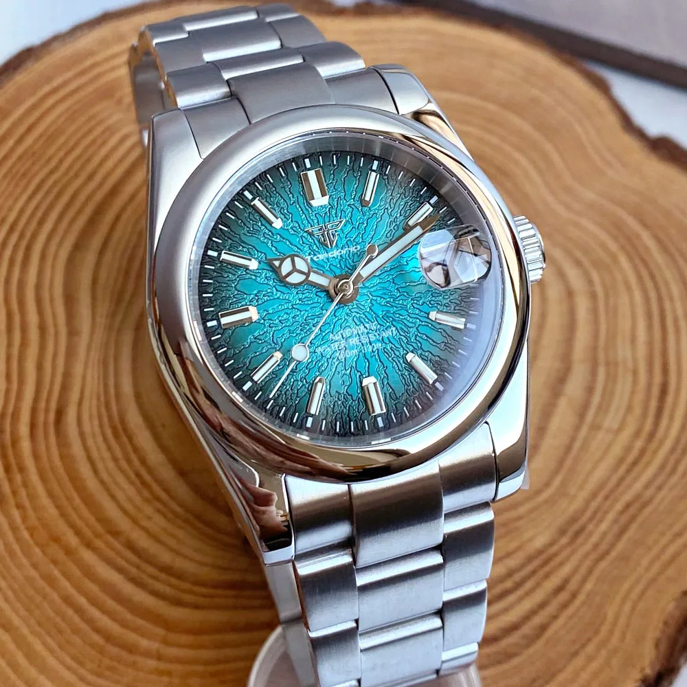 10ATM Waterproof Tandorio Miyota 8215 Polished 36mm 39mm Dive Automatic Men Watch Sapphire Lume Blue Black Red Dial Slide Lock