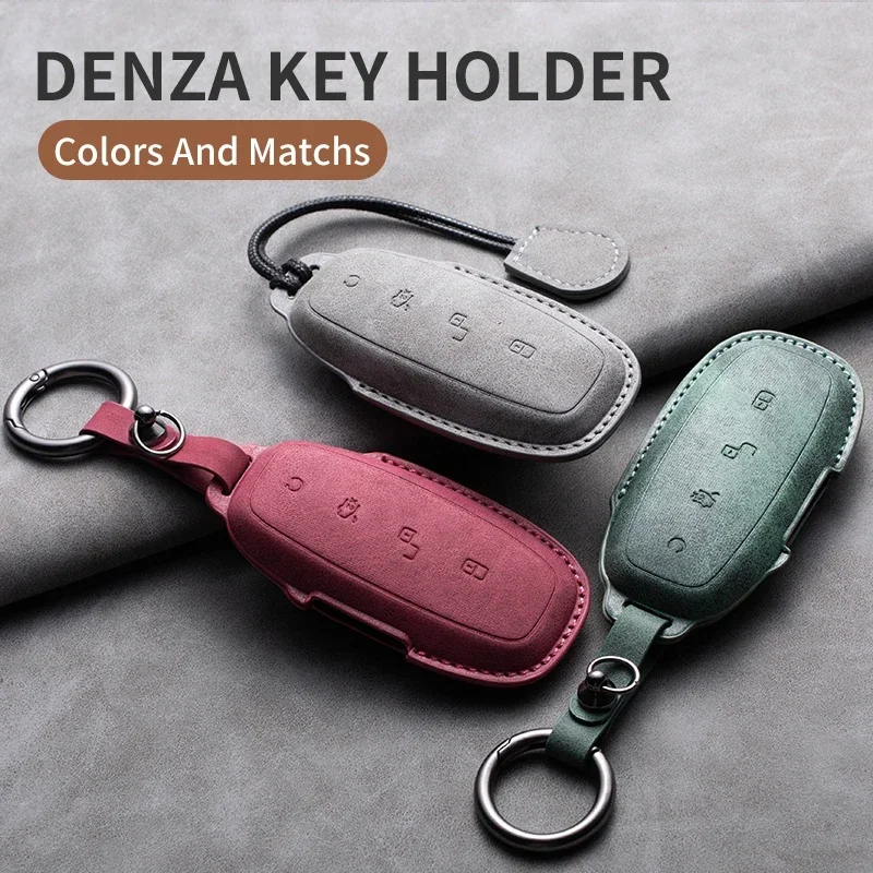 

Leather For BYD Car Key Case Cover DENZA D9 2022 For Denza D9 DM-i 2022 2023 Auto Key Fob Shell Car Styling Keychain Accessory