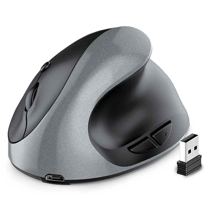 BTS-908 Mouse verticale ricaricabile di vendita caldo Mouse wireless ergonomico Ricevitore USB 2.4G Mouse DPI regolabile a 6 pulsanti 1600