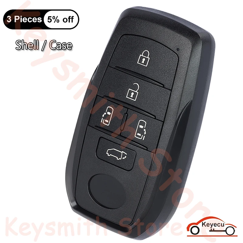 KEYECU 5 Buttons Case for Toyota Alphard Vellfire With TOY12 Small Key Auto Smart Remote Control Key Shell Fob Cover Replacement