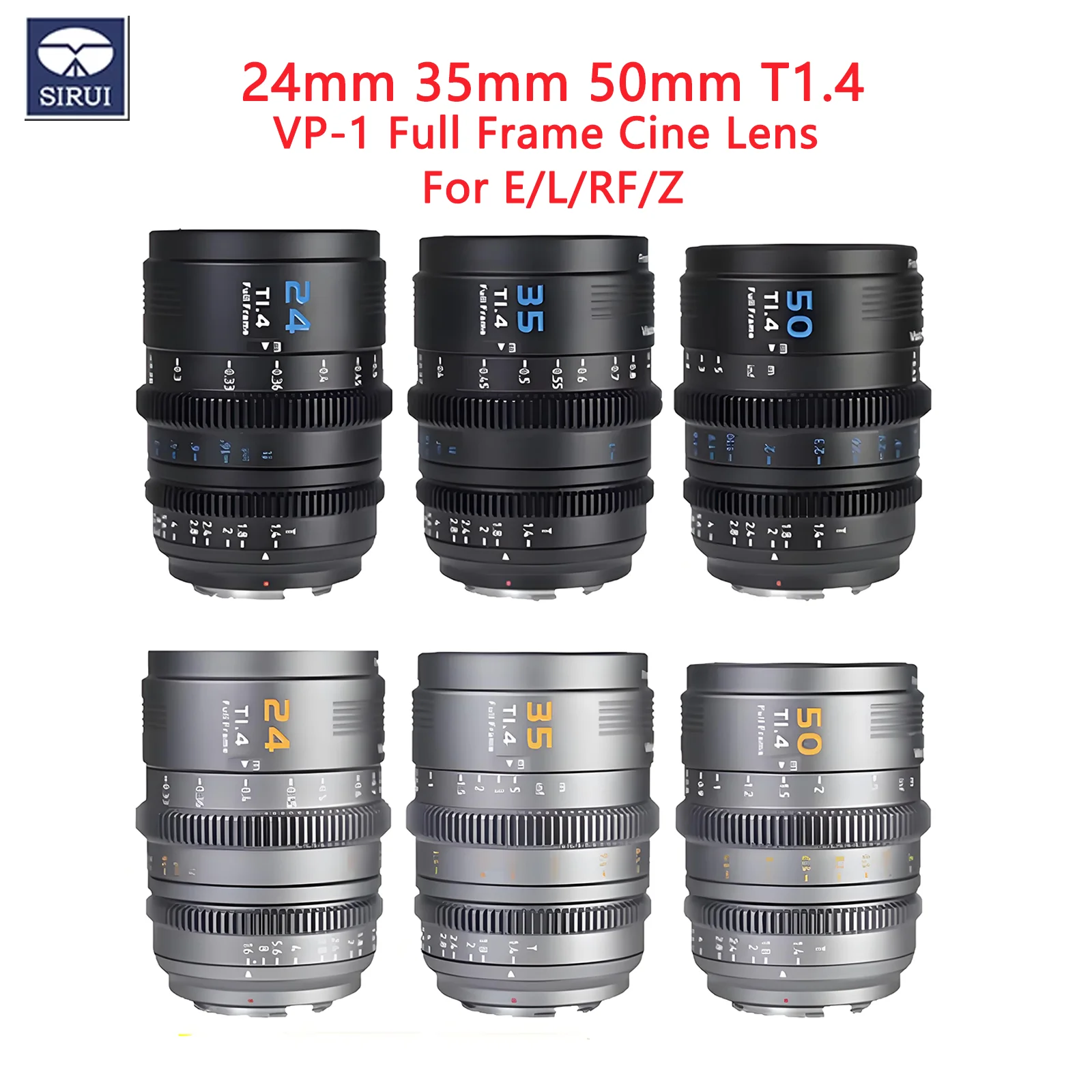 

SIRUI Camera Lens T1.4 Vision Prime1 Full Frame Cine Lens with Manual Focus 24/35mm/50mm Pre-Installed E-Mount & RF/Z/L Adapters