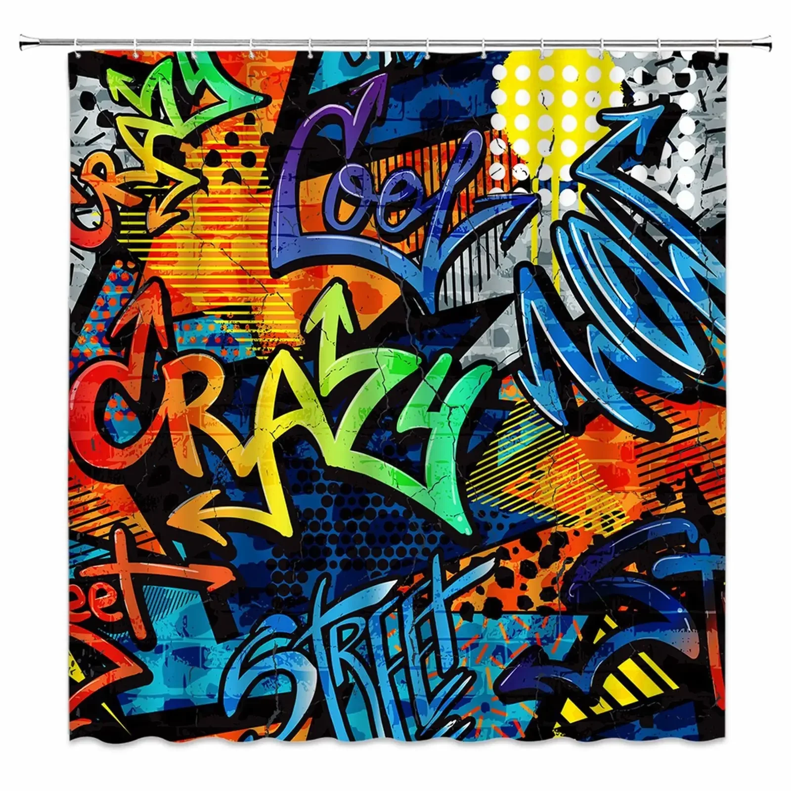

Colorful Graffiti Shower Curtain Abstract Art Home Creative Bathroom Curtains Decor Polyester Fabric Quick Drying Set with Hooks