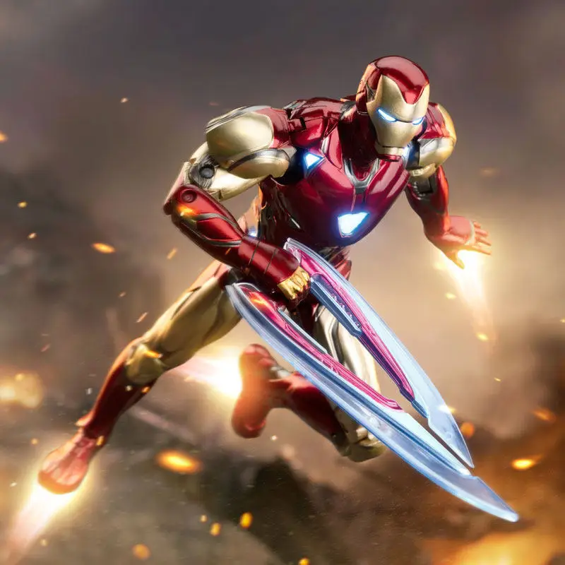 

7-дюймовая фигурка Железного человека Mk85 2.0 Edition в масштабе 1:10 с подсветкой глаз и груди, модель для декора рабочего стола, подарок на день рождения для мальчиков