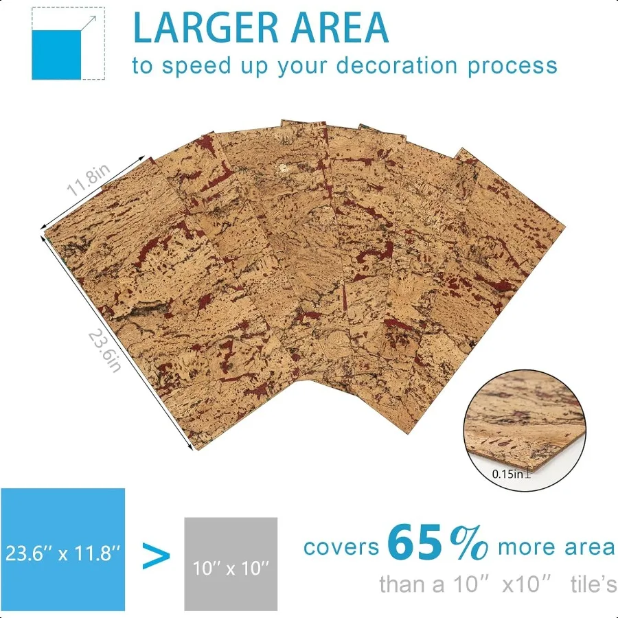 تقشر وعصا الفلين باكسبلاش 6 ورقات بلاط الحائط الخشبي الفلين عصا على بلاط مترو الانفاق الفلين للمطبخ باكسبلاش #5