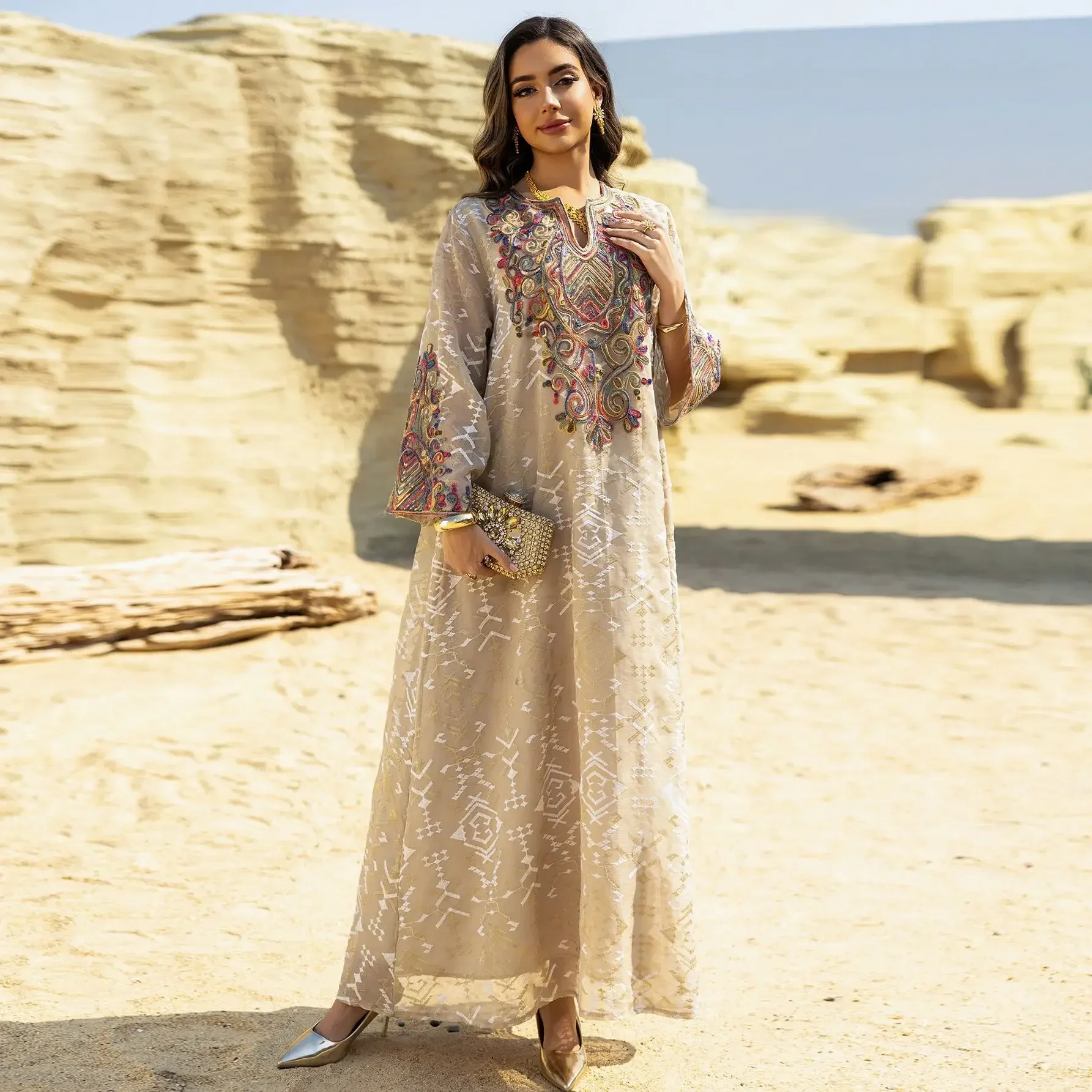 

Eid Mubarak Djellaba Ramadan Abaya Dubai Kaftan Muslim Women Dress Embroidery Kebaya Caftan Marocain Femme Robe Islam Jalabiya