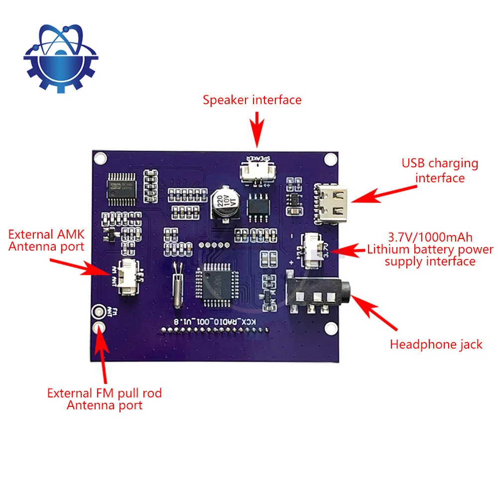 Rádio FM sem fio Módulo Receptor, DIY Modulação de Frequência, Rádio Digital Transmissor Board com Display LCD, 87-108MHz