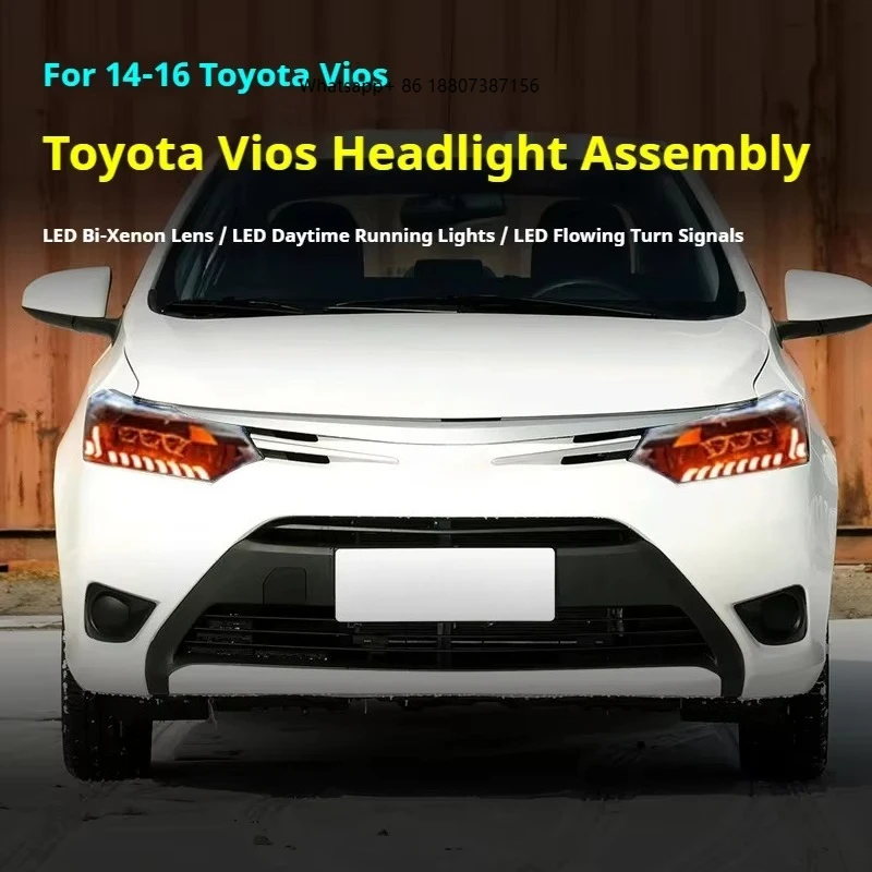 

FT Car Lights forToyota Vios Headlights 2014-2016 Modified LED Projetor Headlamp Daytime Running Light Automotive Accessories