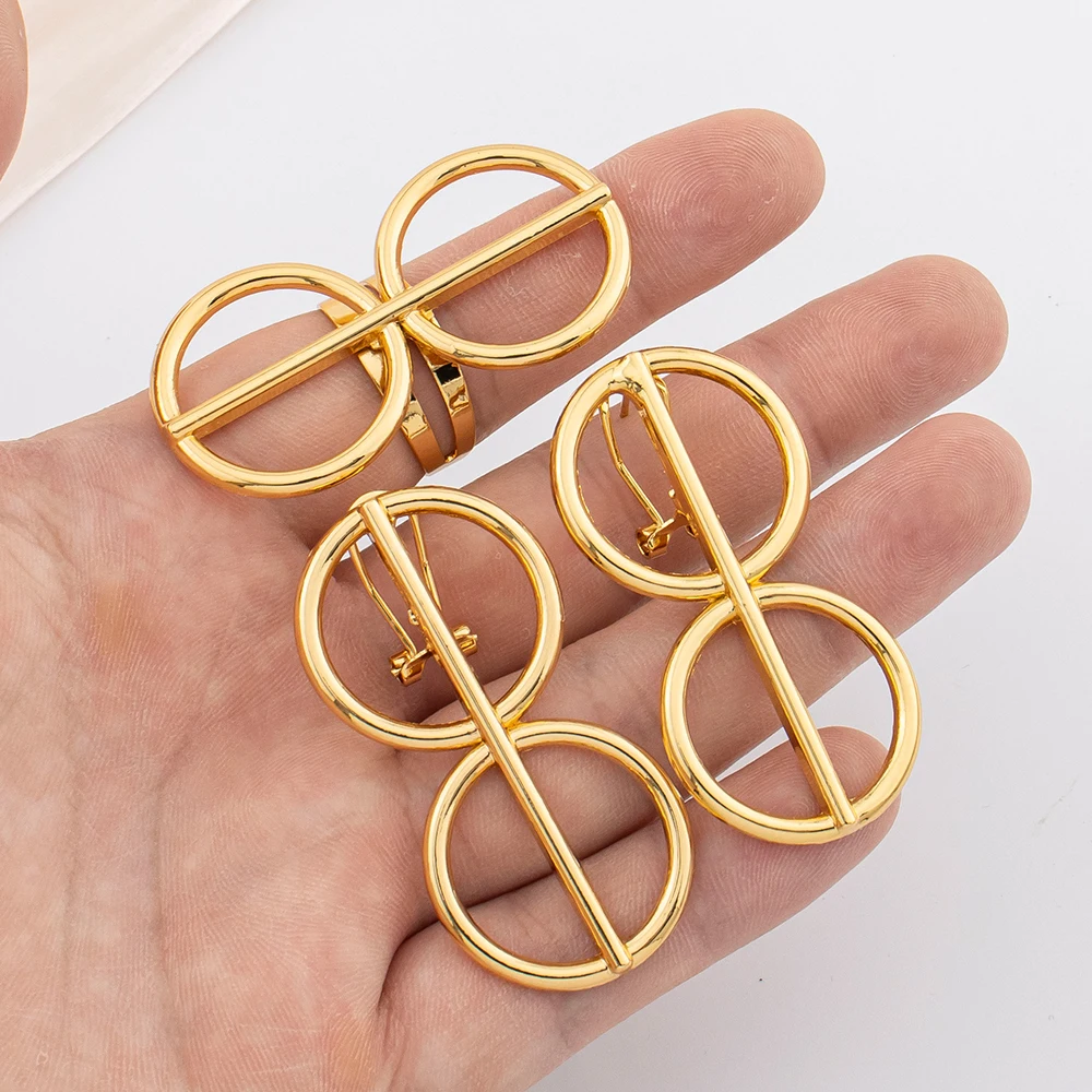 2 Stück geometrische Ohrringe mit doppeltem Kreis, Schmuckset, minimalistische Ohrringe, Damen, für den Alltag, die Arbeit, Freizeit und Partys. – Detail 5