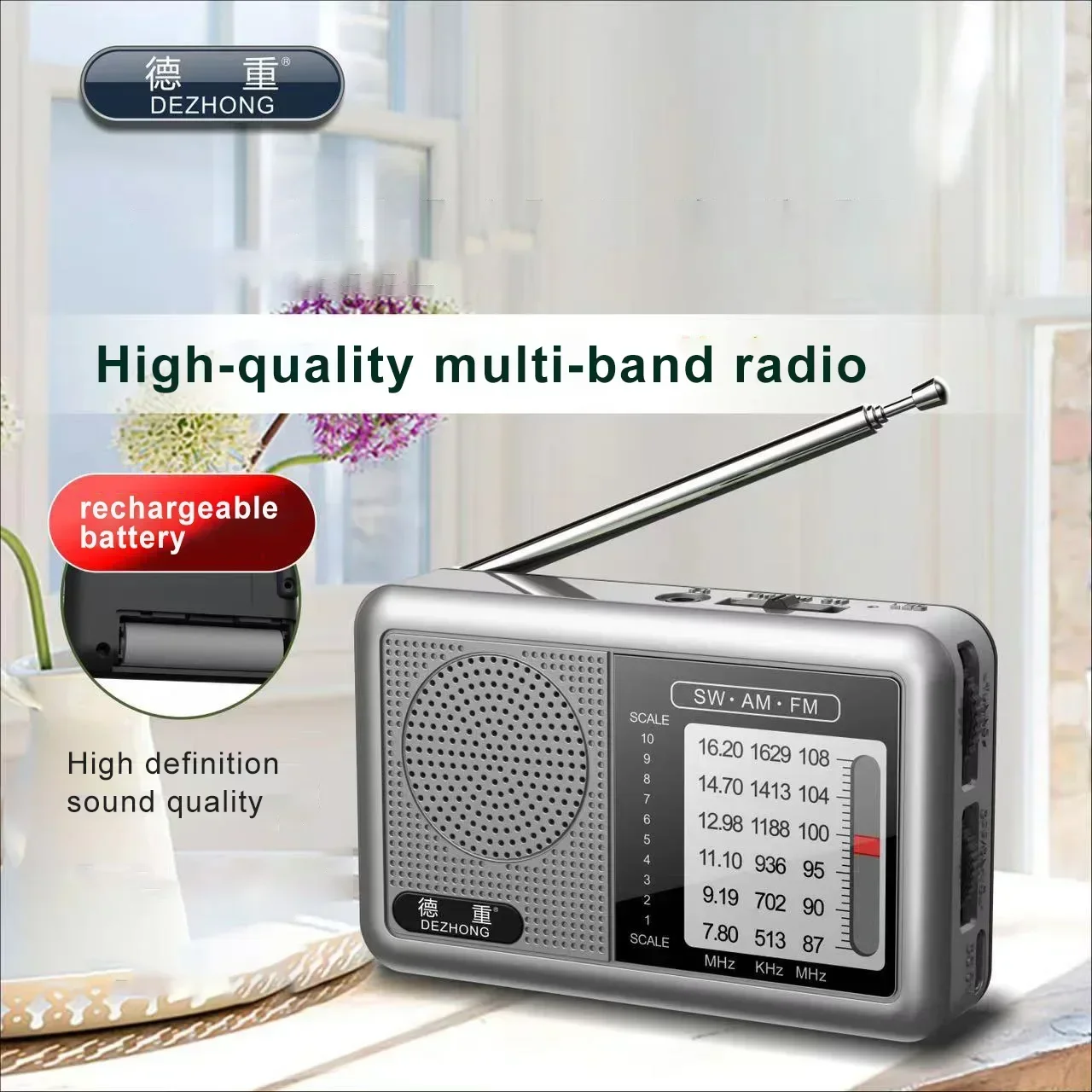 Portable Elderly Radio SW AM FM Multi-band Rechargeable Easy To Operate Soundbox Mini Walkman Stereo Sound Ratro Radios