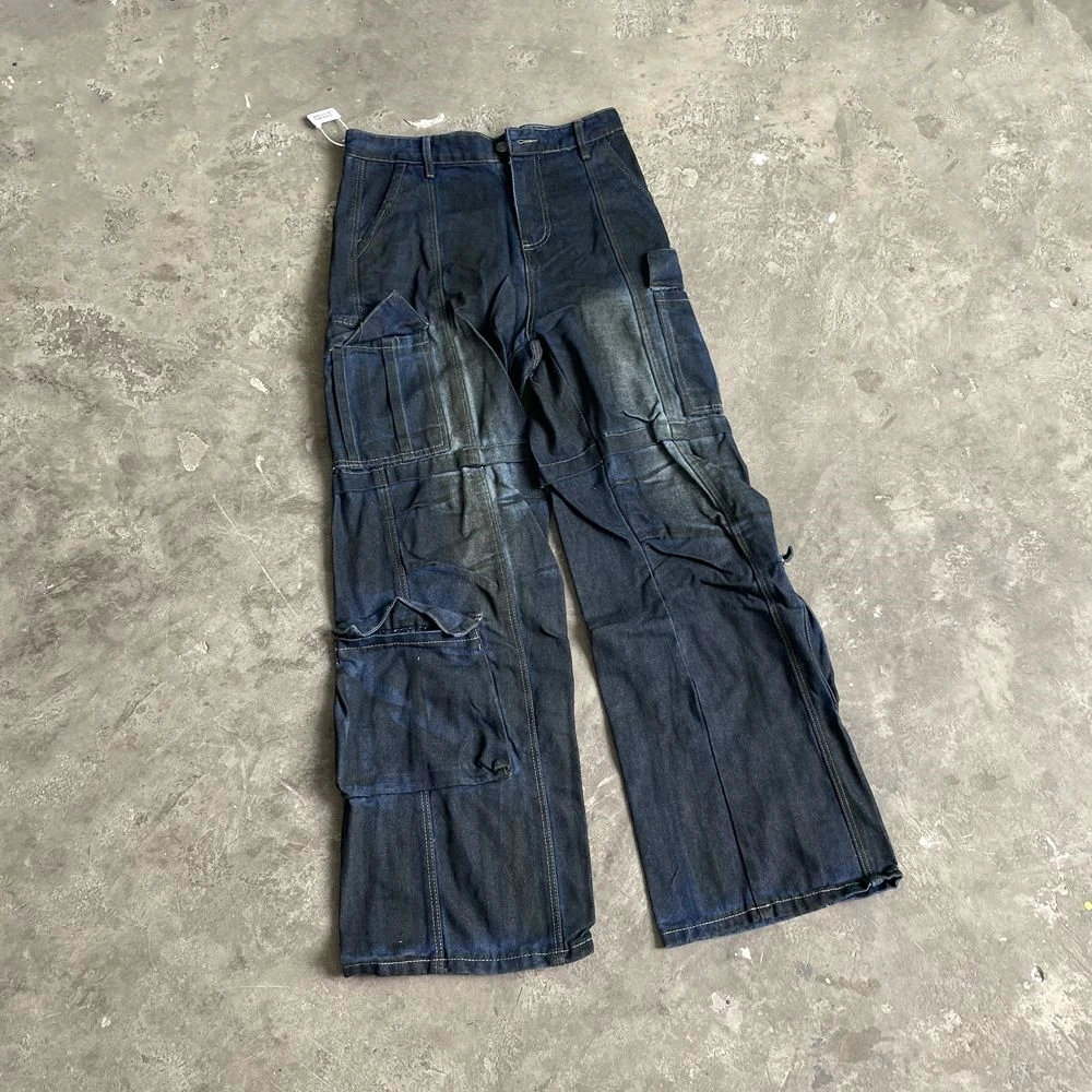 

Yao888 Denim Pants Vintage Loose Baggy Mens Bottoms Streetwear Y2k High Stree Cargo Pants Workwear Jeans Fashion Jeans For Men