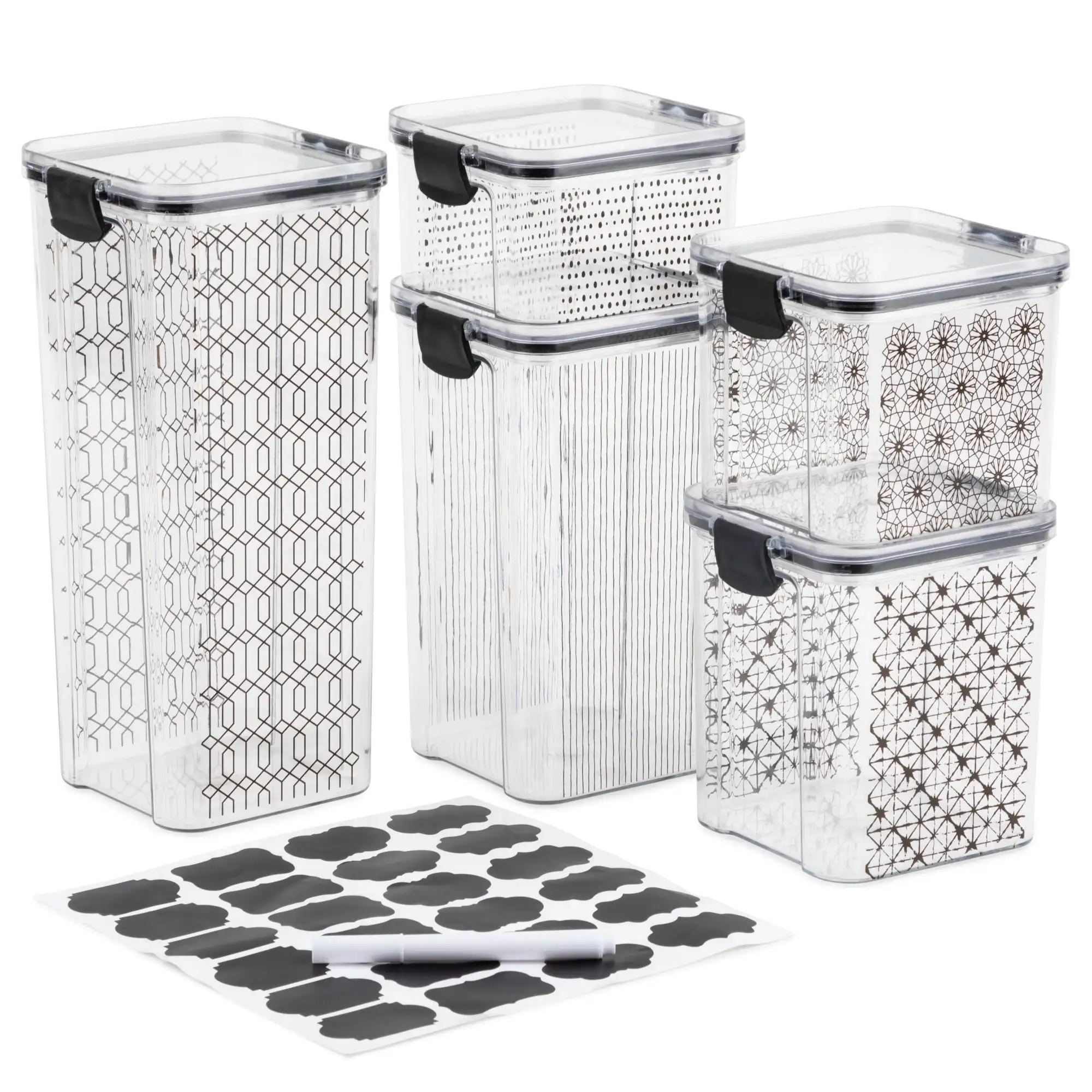 

Snap-Lock Food Storage Containers, Set of 5, 10 Pieces, Black