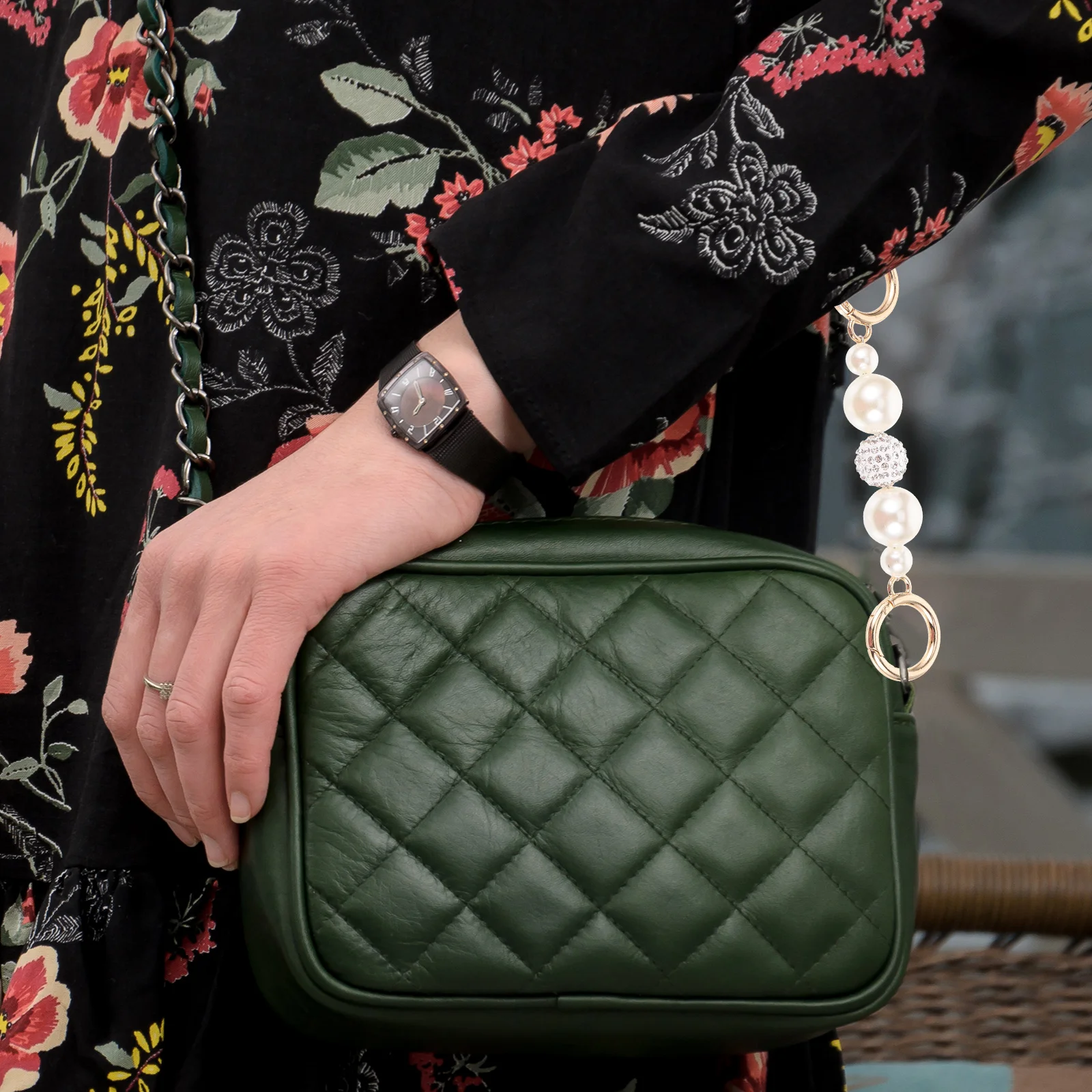 2Pcs Pearl Bag Chain Shiny Detachable Replacement Strap for Handbag Clutch Purse DIY Decoration Chain Accessory