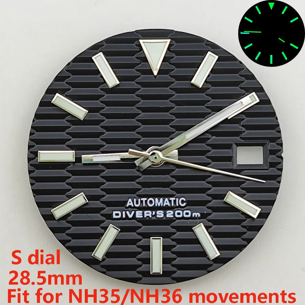 28.5mm Watch Dial Green Glow Dial Suitable for NH35 NH36 Movement Watch Accessories