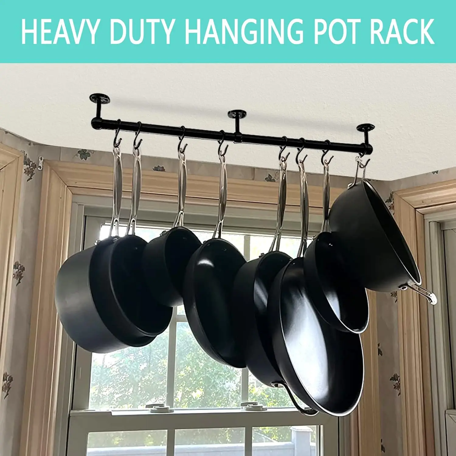 Hanging Pot Rack Hanger: 23.7 Inch Stainless Steel Pot and Pan Hanger Pot Rack Wall Mounted Hanging Pots & Pans Rack Pot Hanger