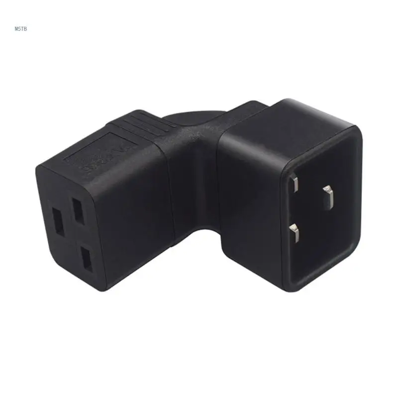 3-Prong C20 to C19 Connector Adapter Male Plug to Female Socket Converter Power Supply Adapter Black 90 Degree Dropship