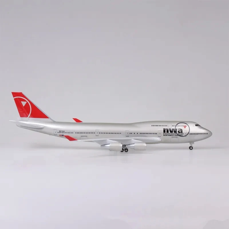 Modello di aereo da 47 cm American Northwest Airways B747 Modello di aeroplani giocattolo Aereo in resina pressofusa assemblare con luci Souvenir Decor