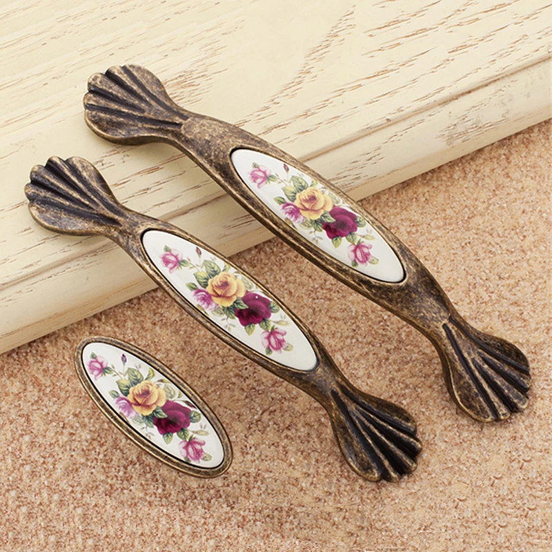 Vintage Bronze Cabinet Handles Cupboard Drawer Pull Kitchen Cabinet Door Knob Furniture Handles