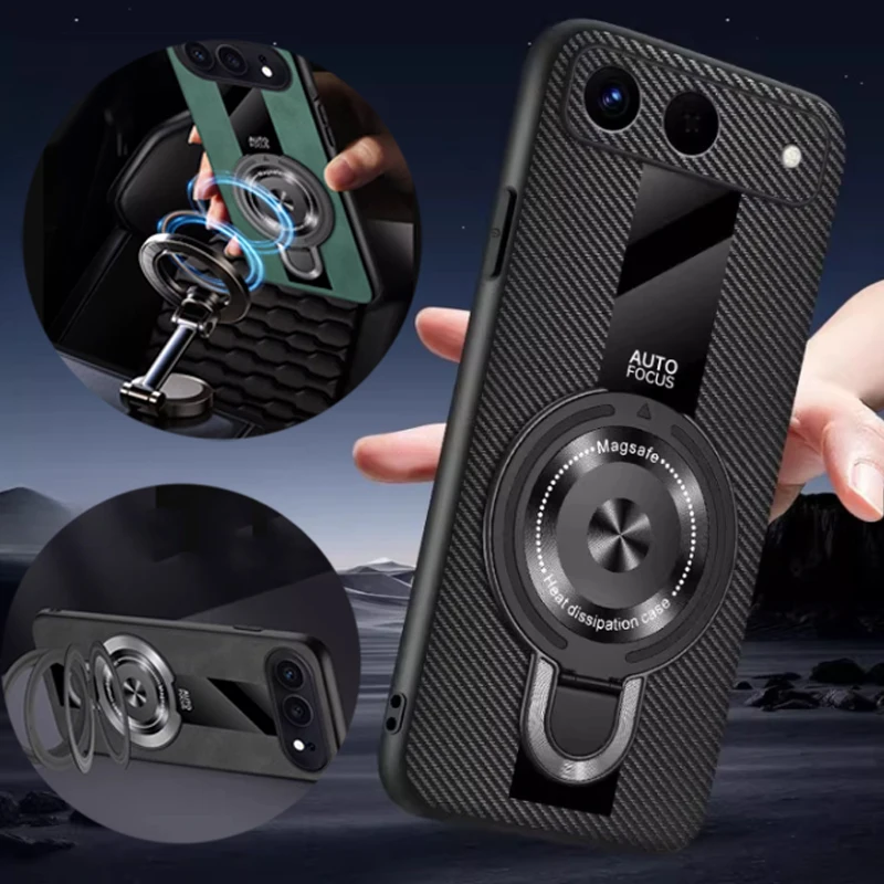 ل Magsafe غطاء شحن لاسلكي ل Tecno Pova سليم بولي Leather الجلود للصدمات حلقة حامل جراب هاتف ل Tecno سبارك سليم #1