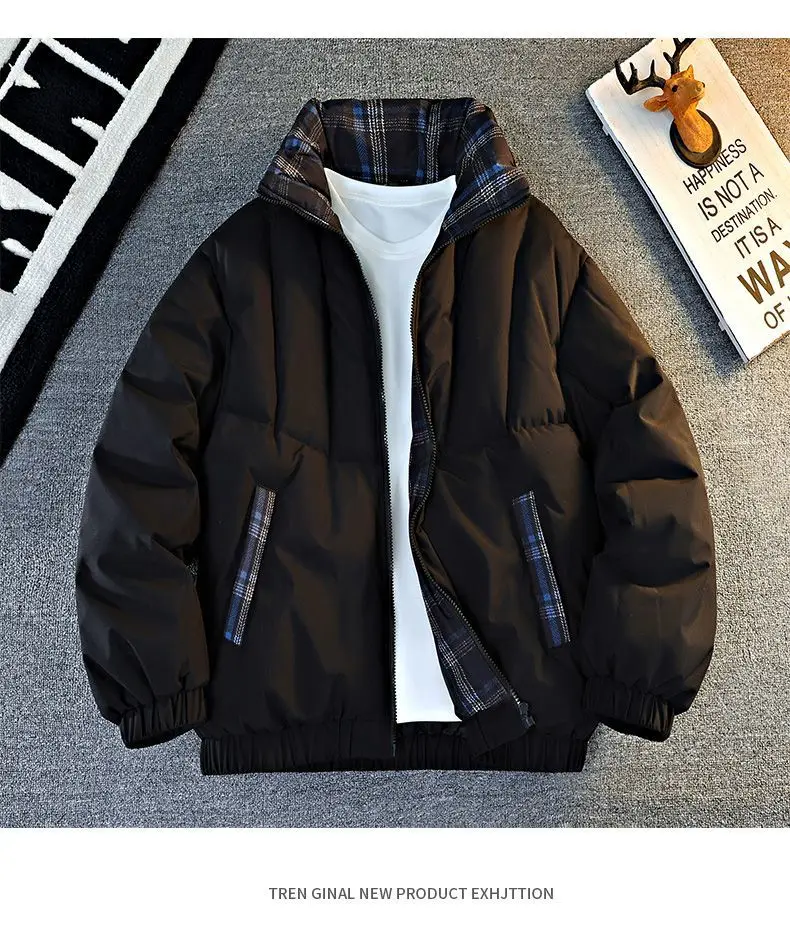 2026 Winter Loose Cotton-padded Jackets for Men Thickened Warm Parkas Male Trend Stand Collar Bread Clothing Coats M806