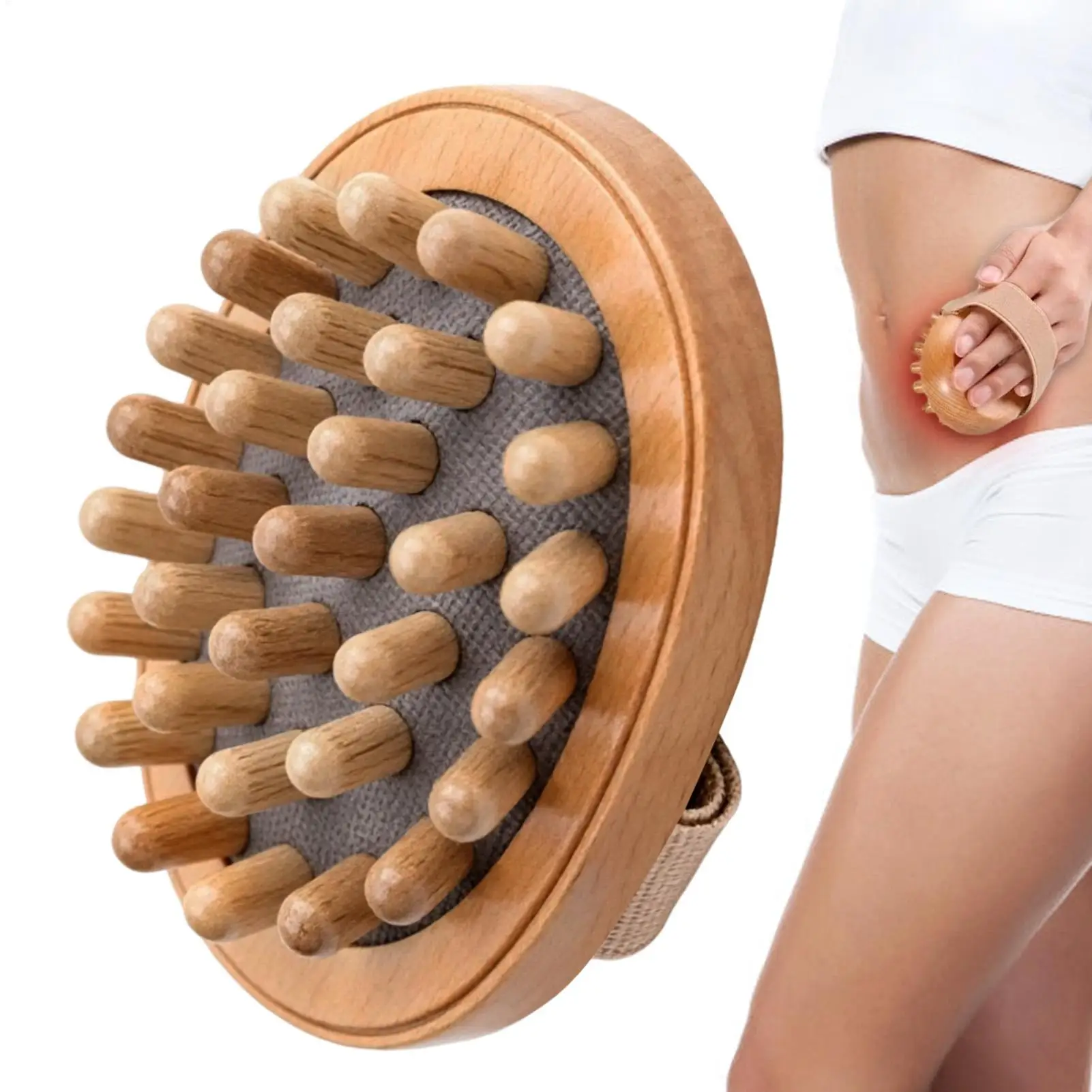 Wooden Body Meridian Massage Brush, Non-Slip Full Body Relaxation Tool For Abdomen Legs Shoulders, Portable Spa Massager