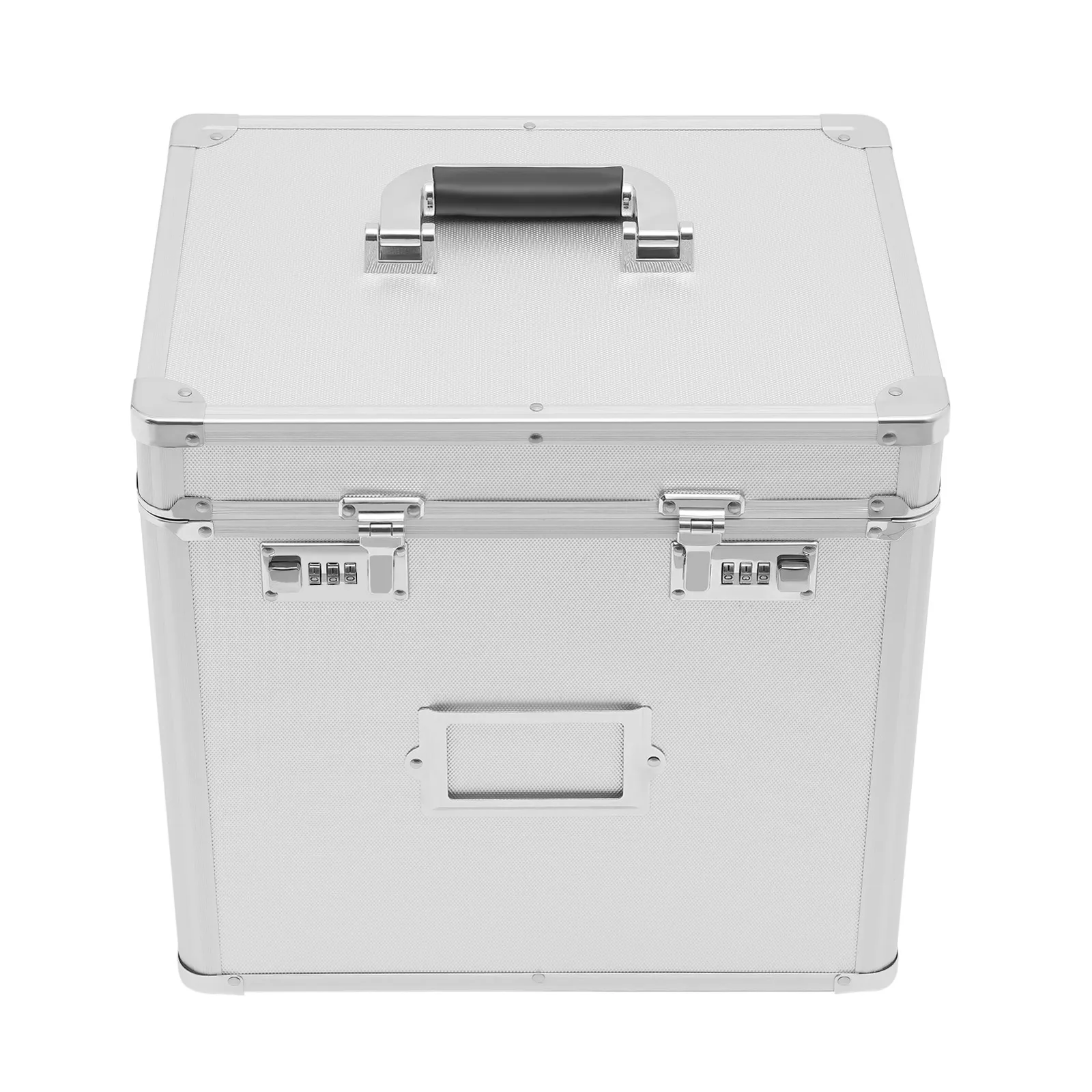 Caja de archivos de aluminio de almacenamiento seguro con cerradura de doble combinación, plateada, adecuada para varios documentos