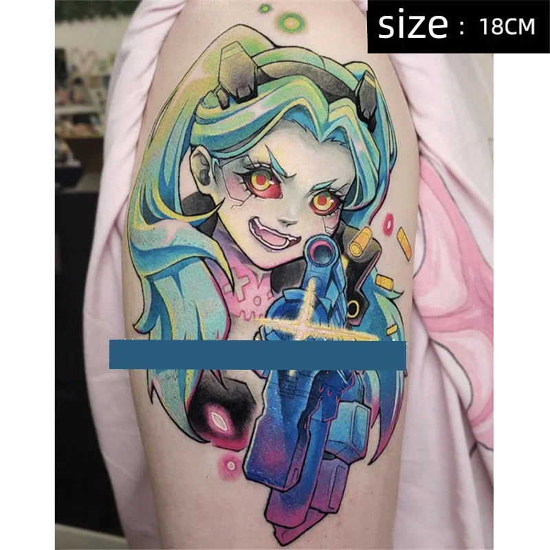 

Anime Cyberpunk Edgerunners Rebecca Temporary Tattoos Transfer Tattoo Body Art Waterproof Fake Tatoo Stickers for Woman Man Girl