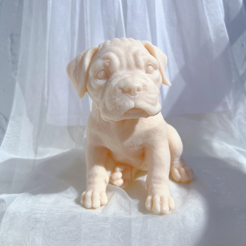 Boxer Puppy Candle Silicone Mold 3D Animal Cute Puppies Statue Soy Wax Mould Dog Lover Gift Home Decor Molds