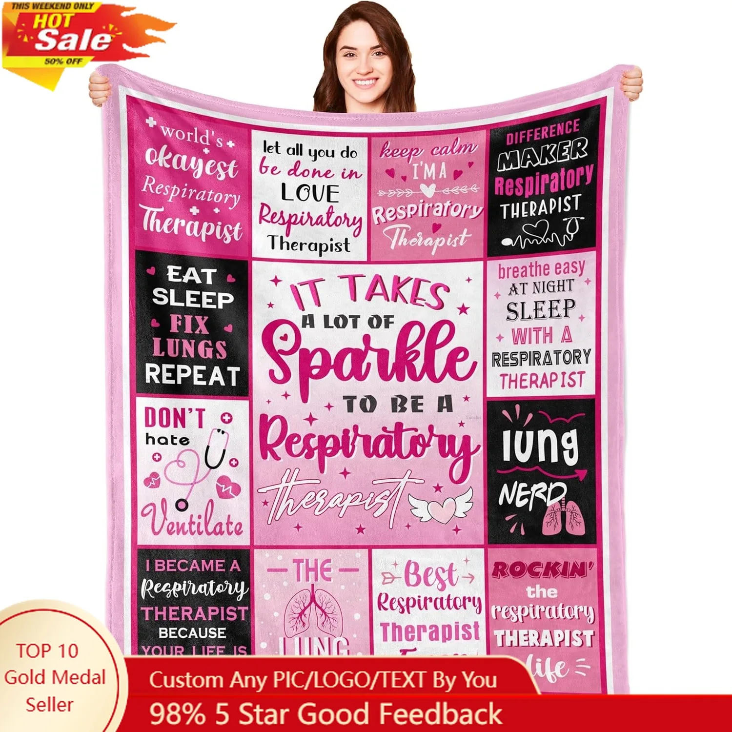 

Respiratory Therapist Gifts, Respiratory Therapist, Respiratory Therapist Accessories for Women Care Week Gifts Custom blankets