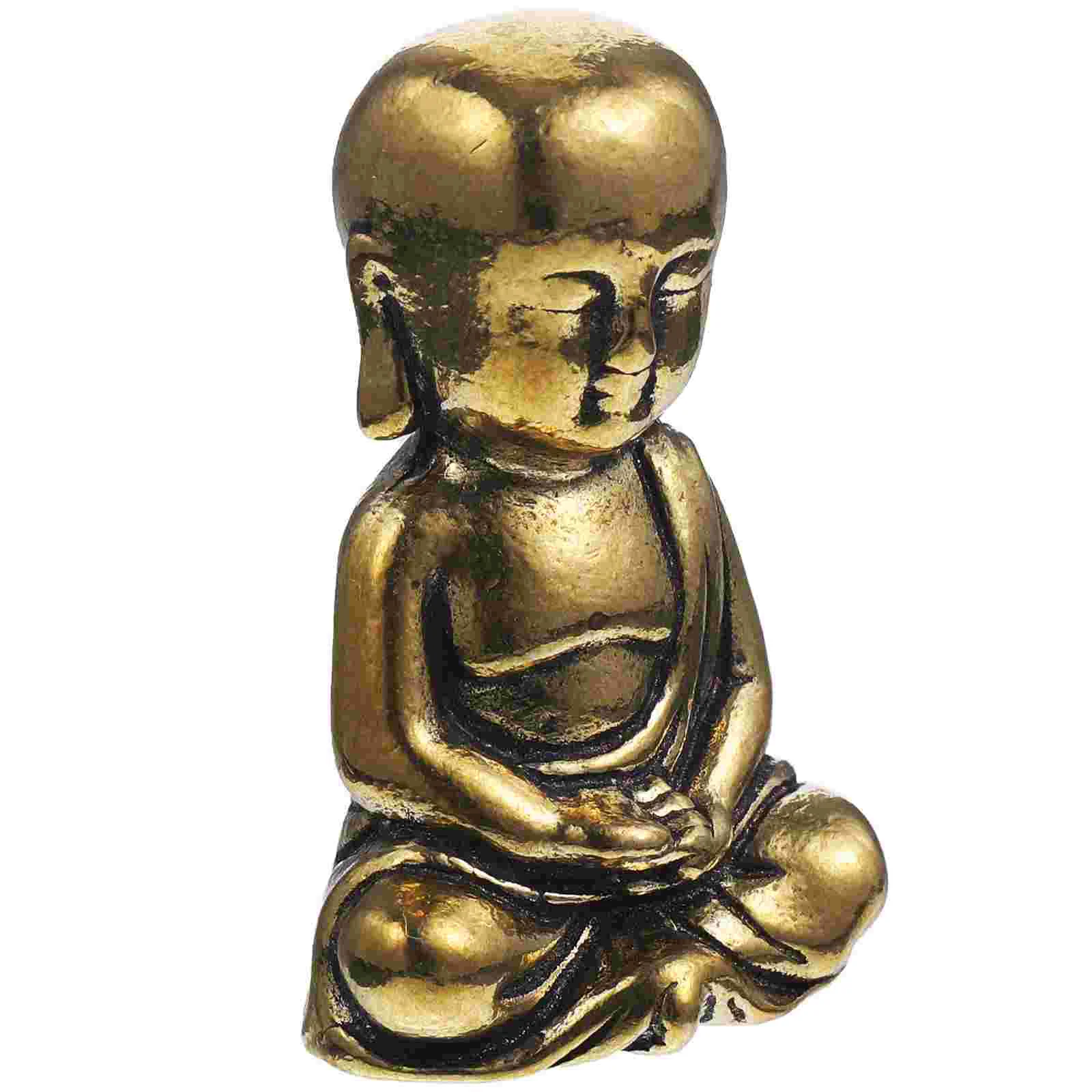 Buddha Sitting Sculpture Statue Gold Decor Bonze Monk Shaped Figurine Baby Vintage