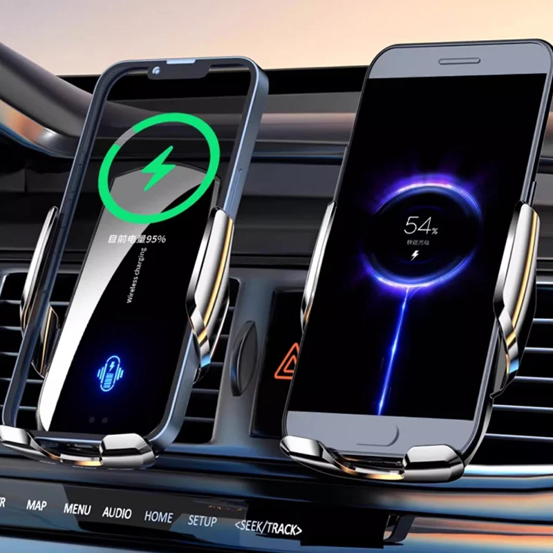 2025 تنفيس تكييف هواء السيارة الجديد العالمي الصامت المضاد للاهتزاز الملاحة شحن لاسلكي حامل هاتف السيارة