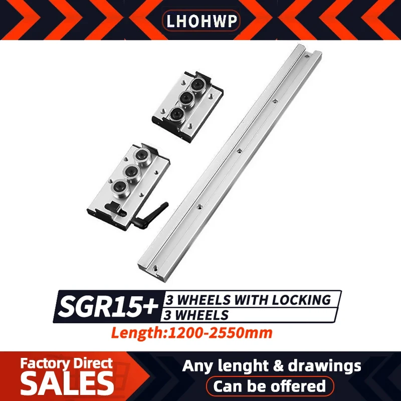 

Built-in Dual-Axis Linear Guide 15mm SGR15 Roller Slide 1 Set: 1/2pcs SGR15 Guide Length 1200-2550mm And SGB 3 And Lock