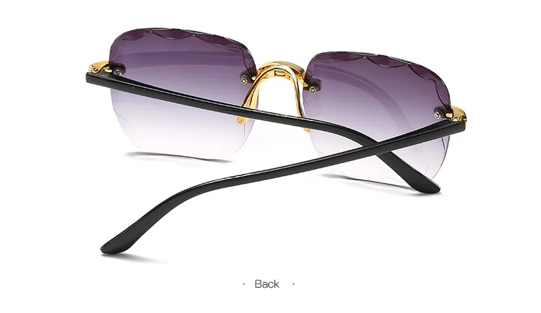 Sonnenbrillen für Damen, randlose Sonnenbrillen mit Diamantschliff-Gläsern, Markendesigner Ocean Shades Vintage Damenbrillen, Eyewear – Detail 10
