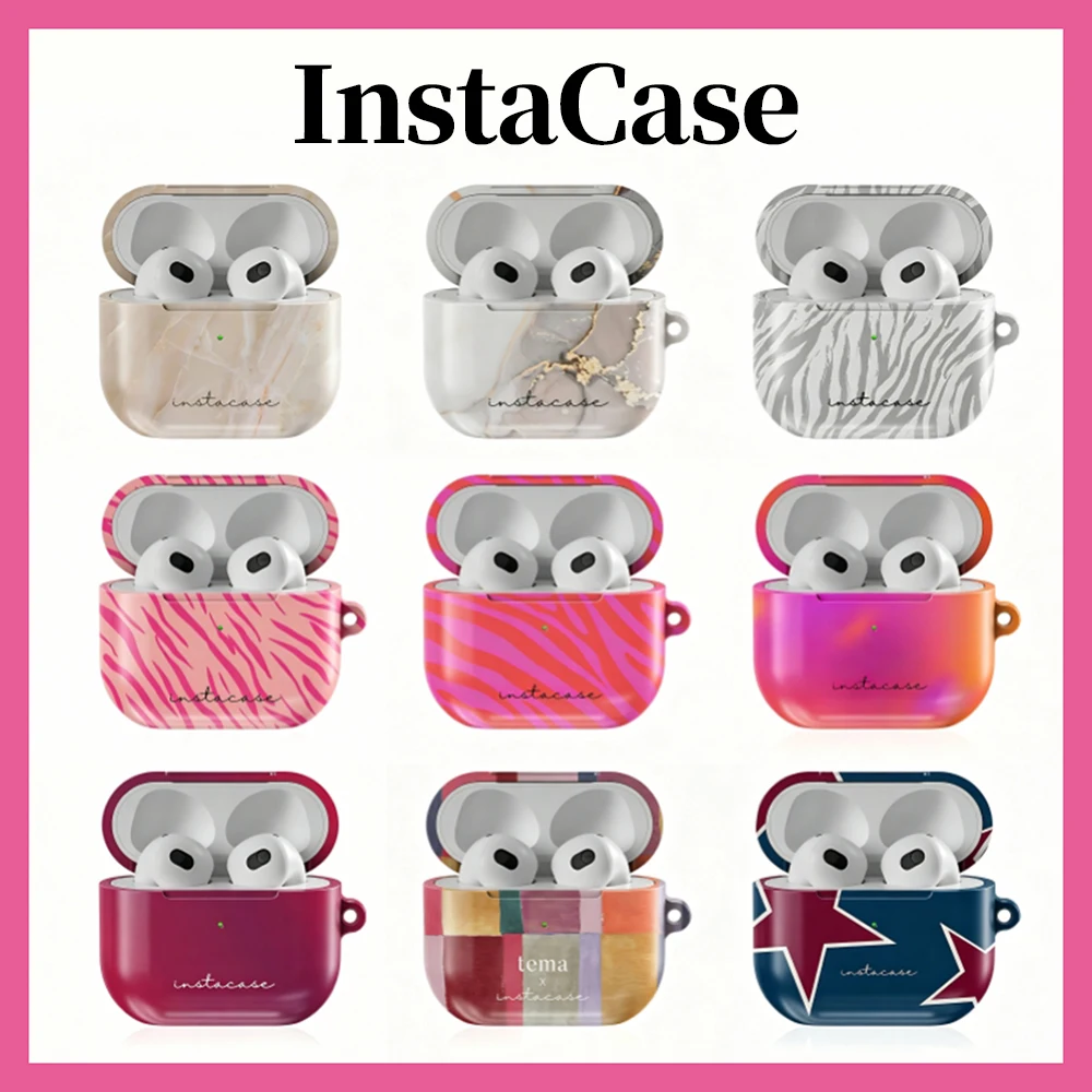 Funda Protectora InstaCase de Mármol con Diseño Animal, Resistente a Impactos, Brillante, HD, de PC Rígido, para Auriculares AirPods 1 2 3 4 Pro Pro2 con Gancho Metálico