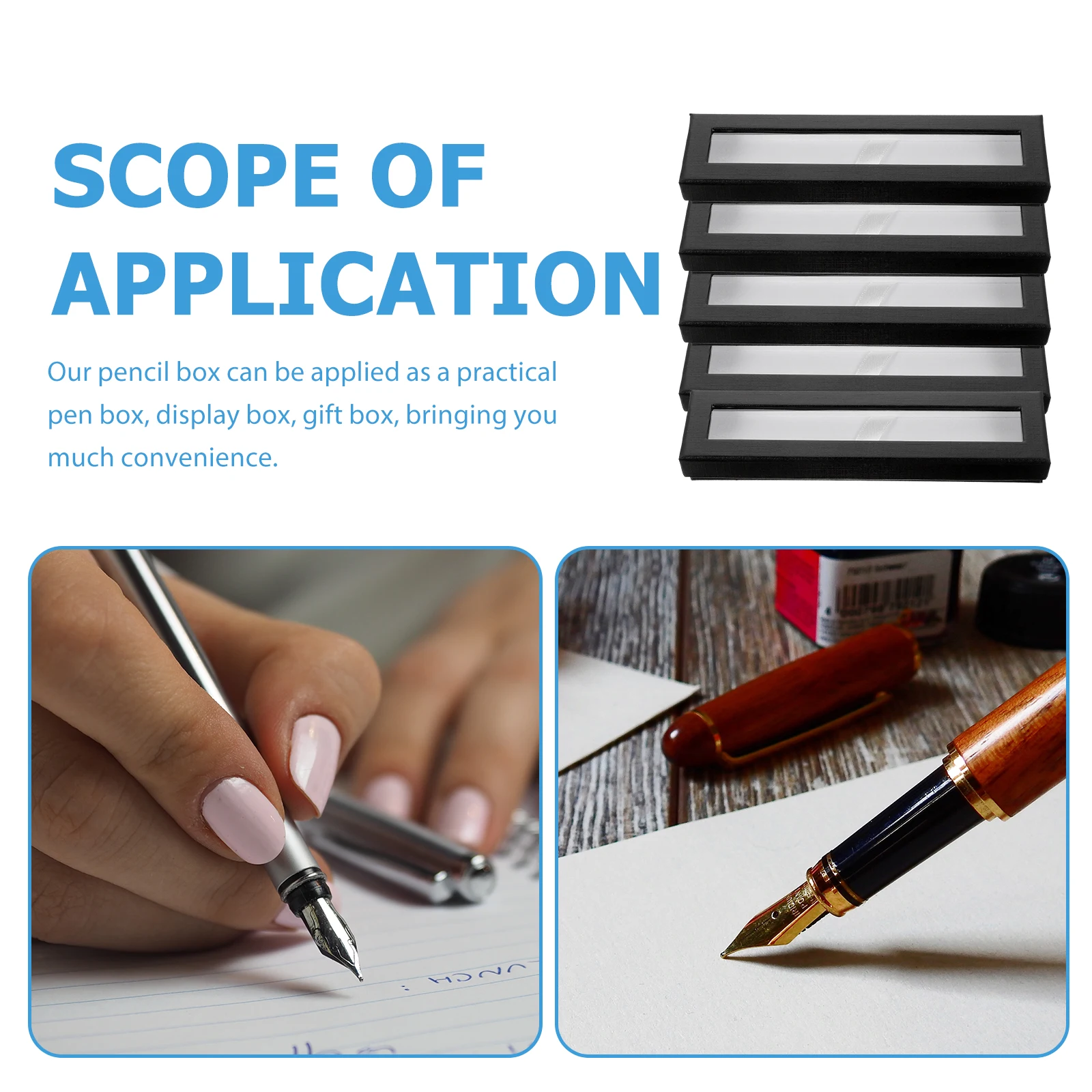 

5Pcs Pen Case Organizer Paper Material Clear Window Empty Pencil Box Gift Portable Convenient Holder Pen Boxes Gift Empty